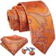 thumbnail image 3 of Set de Corbata de Seda Paisley Naranja Barry.Wang 150 cm, 3 of 6
