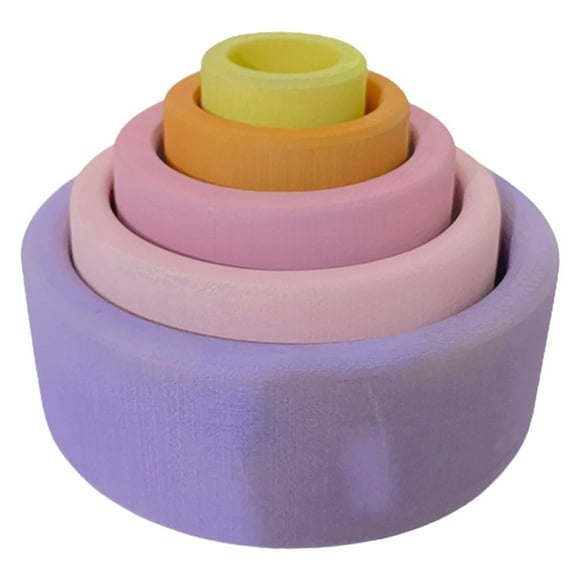 5 Pcs Baby Wooden Rainbow Stacker Niños Juego de apilamiento Aprendizaje Bloques de construcción Niños Creativo Educativo Montessori Juguetes Regalos - 2