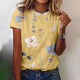 thumbnail image 2 of Dyegold Graphic Tees For Women Vintage Summer Short Sleeve Tops Summer Casual Loose Crewneck Floral Print Blouses Tshirts, 2 of 4