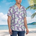 thumbnail image 5 of Balery Lavender Flowers Print Men's Hawaiian Shirts Short Sleeve Beach Shirt Relaxed Fit Vacation Button Down Shirts-XX-Large, 5 of 9