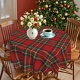 thumbnail image 3 of Christmas Tablecloth Round 60 Inch Red Green Retro Plaid Checkered Table Cloth Merry Christmas Winter Xmas Table Covers for Holiday Party Dining Kitchen Home Picnic Patio (Christmas Checkered), 3 of 6