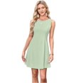 thumbnail image 2 of Sleeveless Crew Neck Club Mini Dress Light Green S, 2 of 6