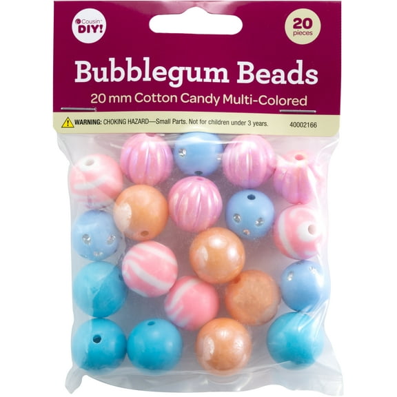 CousinDIY Bubblegum Bead 20mm 20/Pkg-Cotton Candy