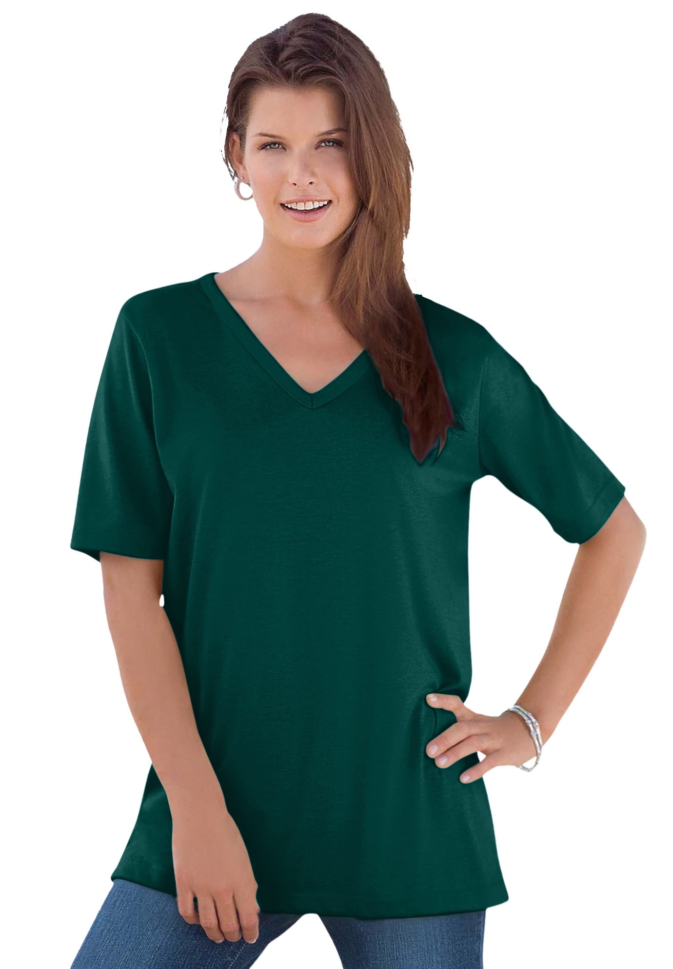 Roamans Womens Plus Size V Neck Ultimate Tee 100 Cotton T Shirt