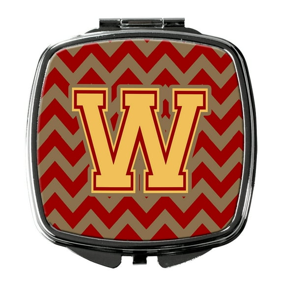 Letter W Chevron Garnet and Gold Compact Mirror