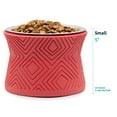 thumbnail image 5 of Pet Junkie Santa Fe Elevated Small Polyresin Food & Water Bowl with Stainless Steel Dish for Pets, Coral Pink, 5 of 5