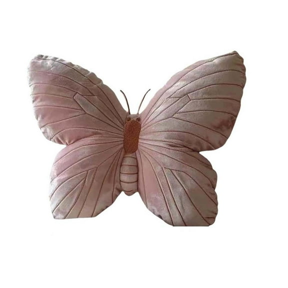 Coollooc Butterfly Shaped Throw Pillow, Soft 3D Butterfly Stuffed Seat Cushion Pad,Cute Pink Butterfly Plush Pillow Velvet Decorative Animal Pillow for Couch Living Room Bed