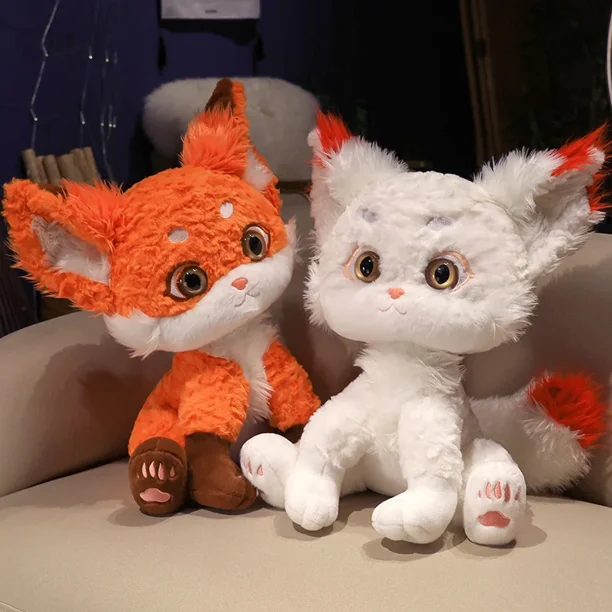 Adornos de zorro de nieve de imitación para niños, figuras de felpa artesanales, regalos de cumpleaños, decoración del hogar