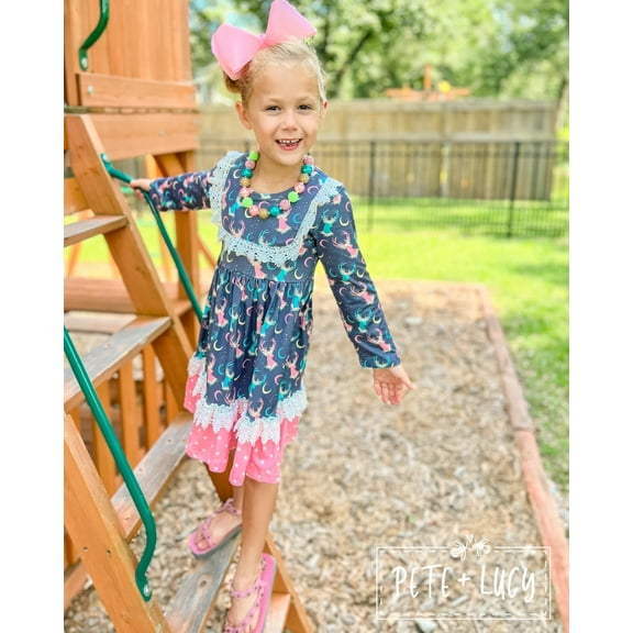 Starry Deer Long Sleeve Dress