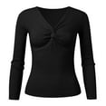 thumbnail image 4 of Women Blouses Chiffon Tunic Loose Long Sleeve Tees for Women V Neck Long Sleeve T Shirts Pack Peach Blouse Dressy T Shirt Top Work Shirt 6 Foam Sportswear Peach Turtleneck round Black S, 4 of 6