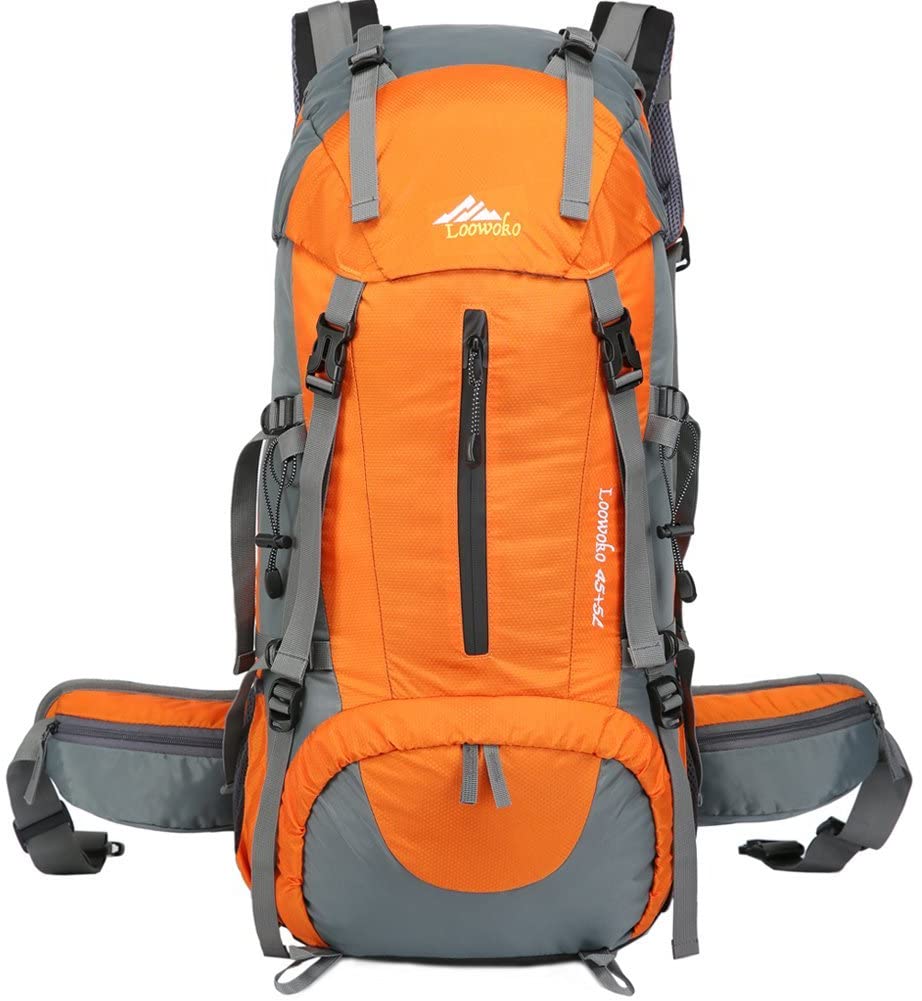 Orange 50L Hiking Backpack with Blue 