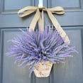 thumbnail image 3 of Cesta de flores para puerta, flores colgantes artificiales en cesta de corona de lavanda, decoración de jardín construida para el futuro, 3 of 8