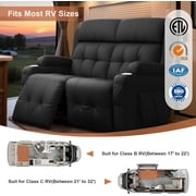 Loveseat Recliner Sofa, Manual Recliners with USB, Cup Holders & Storage Pockets, Pebbled Fabric Reclining Couch for Camper, Home Theater, Black