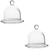2pcs Glass Cake Tray with Lid Clear Cake Stand with Dome Snack Serving Tray for Wedding Party