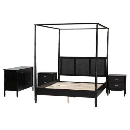 Baxton Studio Marisela Bedroom Set with Two Nightstands