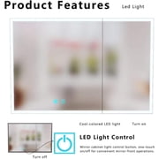 Mirror Medicine Cabinet with Storage,White led Lighted Bathroom Mirror Anti Fog smart Medicine Cabinet,wall Mounted Bathroom Mirror Cabinet,35.4 * 23.6 Two Door Aluminum Cabinet,Black