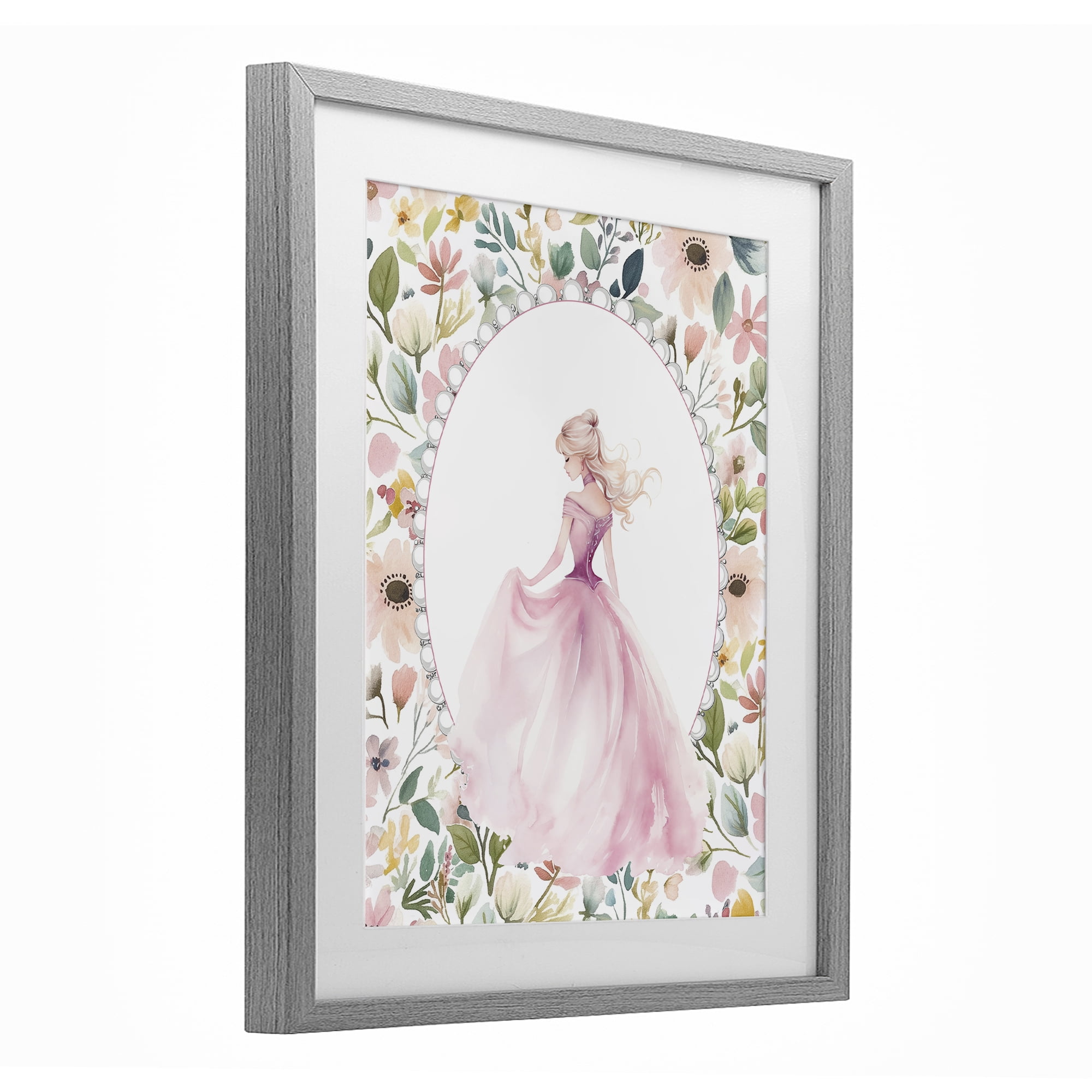 Stupell Industries Graceful Princess Love Gray Framed Print Under Glass, design by Christine Simpson Art