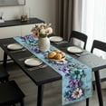 thumbnail image 2 of Spring Purple Flowers Table Runner 36 Inches Long, Floral Mottled Teal Wall Retro Kitchen Coffee Dining Table Decoration for Home Party Birthday Wedding Home Decor 13x36 Inches, 2 of 8