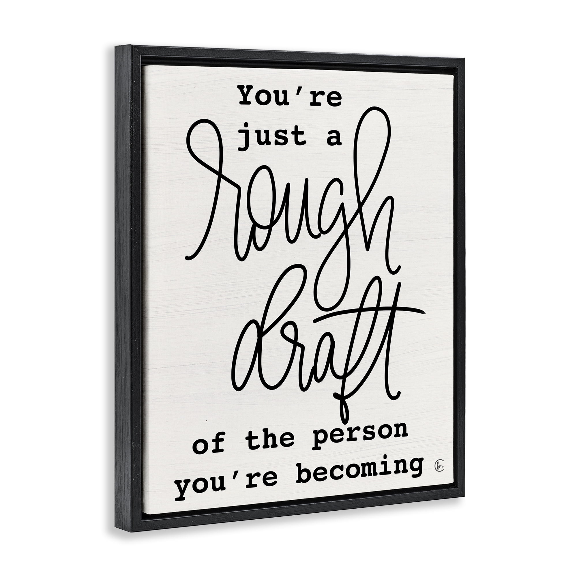Stupell Industries Rough Draft Of Person Black Framed Floater Canvas Wall Art, design by Fearfully Made Creations