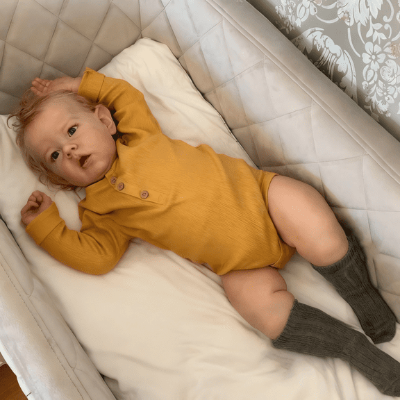 iCradle Lifelike Cuddly Reborn Baby Dolls Boys Girls 28 inches 68 cm Realistic Toddler Baby Dolls Real Life Cloth Body Rooted Hair Brown Eyes Gift for Children