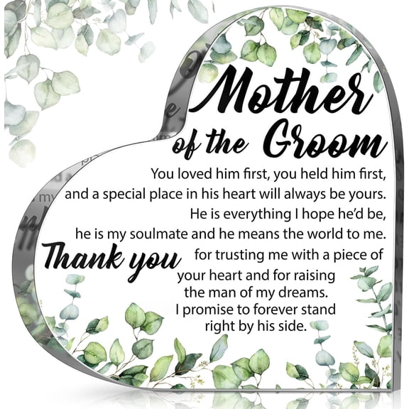 Gift for Mother of the Groom from Bride Mother of the Groom Gifts Wedding Gifts Acrylic Square Heart Gift Thank You Gift for Mom Wedding Gifts for Mother of the Groom (Eucalyptus)