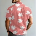 thumbnail image 5 of CCRFTGI Watermelon Red Button Up Shirt Men Hawaiian Golf Plain Tshirts Shirts for Men Vacation Short Sleeve Mens T Shirt Summer Maple Leaf Print Tees,Watermelon Red M, 5 of 5