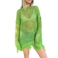 thumbnail image 2 of Coduop Women Knitted Swimsuit Cover-Ups Long Sleeve Tassel Hem Tops Sunscreen Blouse Coverup, 2 of 8
