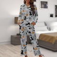 thumbnail image 6 of Kuiaobaty Cat Pumpkin Print Womens Soft Pajama Sets Spider Web Button Down Long Sleeve Pj Pants Set Halloween Sleepwear Nightwear, 2XL, 6 of 7