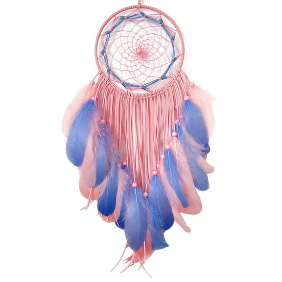 HUONA Dreamcatcher Handmade Colorful Feathers Dream Catcher Wall Hanging Woven Art Ornament Gift Craft for Home Children Bedroom Decor Pink Blue
