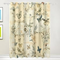 Vintage Print Black Out Curtains 72 Inch Length Curtains for Sliding Glass Doors Bedroom Living Room 2 Pack