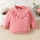 thumbnail image 4 of Gibobby Sudadera playera de manga larga con cuello redondoCamiseta de manga larga con volantes para niñas pequeñas(Rojo, 12-18 Meses), 4 of 5