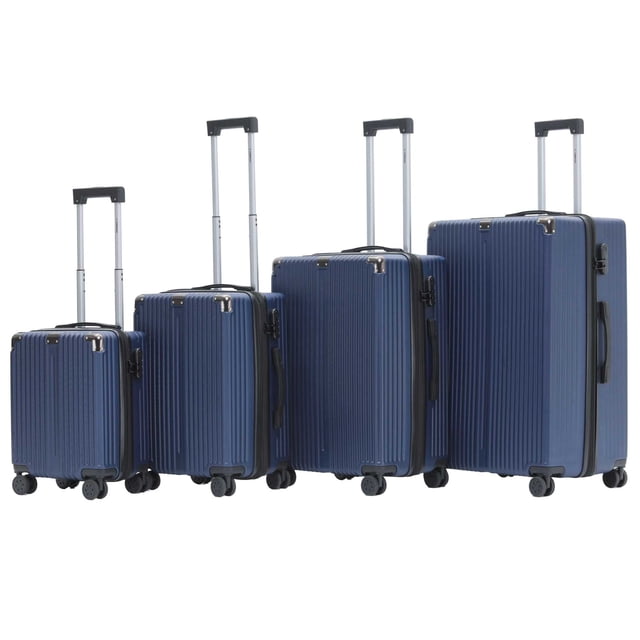Set Juego de 4 Maletas ABS Miami 26" 20" 24" y 28" Azul 4 Ruedas 360°, Reforzadas, Livianas y Duraderas