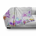 thumbnail image 3 of Birthday Soft Flannel Fleece Throw Blanket, Baby Girls Birthday Celebration Party with Flags and Bears Toys Print, Cozy Plush for Indoor and Outdoor Use, 60" x 80", Pale Pink, by Ambesonne, 3 of 6
