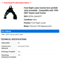 thumbnail image 2 of Front Right Lower Control Arm and Ball Joint Assembly - Compatible with 1998 - 2007 Toyota Land Cruiser 1999 2000 2001 2002 2003 2004 2005 2006, 2 of 2