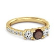 thumbnail image 2 of Three Stone Round Cut Garnet 925 Sterling Silver Yellow Plated Engagement Women Mother's Day Gift Ring, 2 of 3