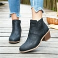 thumbnail image 2 of Retro Chelsea Boots Women Splice Leather Hollow out Chunky Stacked Heel Dress Fall Booties Pointed Toe Side Zipper Ankle Boots, 2 of 6