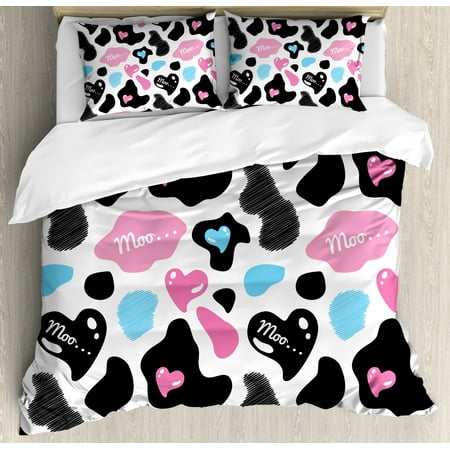 Cow Print Duvet Cover Set Lovely Cow Hide With Cute Hearts Moo
