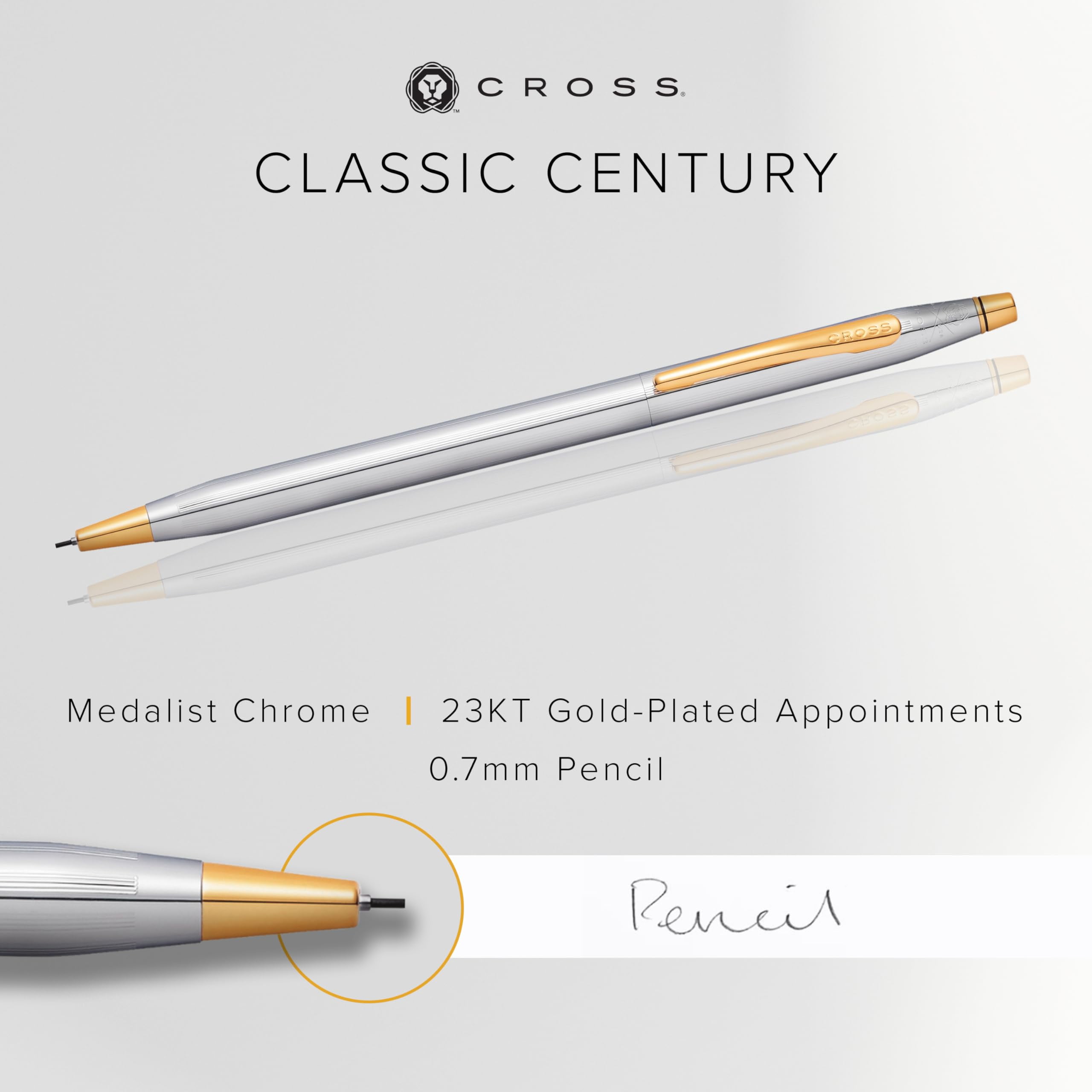 Cross Classic Century Refillable Pencil, 0.7mm, Includes Premium Gift Box - Medalist Chrome