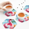 thumbnail image 3 of KLL Drink Coasters Set Hexagon of 4,PU Leather Absorbent Coasters Set Decorative Coffee Cup Coasters Housewarming Gift for Home Decor-Tropical Flamingo Pool Float, 3 of 5