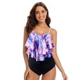 thumbnail image 4 of 8 Colors Women Ruffled Tankini Set Padded Top With Adjustable Shoulder Straps Elastic Slim Knitted High Waisted Beachwear 2024 GYXYT2001F S, 4 of 6