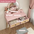 thumbnail image 5 of Brafabhome Boho Vanity Table Set with Adjustable Lighted Mirror and Stool, Modern Dressing Table Set with Drawers and Storage Shelves for Makeup Room Bedroom | Pink, 5 of 7