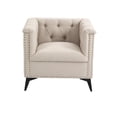 thumbnail image 3 of Modern Accent Chair, Mid Century Single Sofa Chair with Button Tufted Backrest and Silver Rivet, Upholstered Arm Chair with Solid Metal Legs, Comfy Armchair for Living Room, Bedroom, Office, 3 of 8
