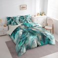 thumbnail image 3 of Manfei Feather 7-Piece Bedding Comforter Set,Modern Art King Bedding Sets,Cyan White Bed Sheets For Teens,Super Cozy Room Decor Reversible, 3 of 8
