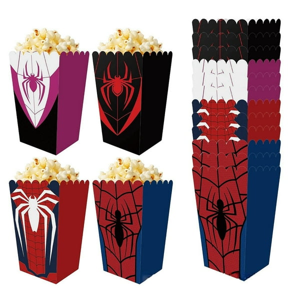 12 Pcs Spiderman Party Popcorn Box Box for Anime Theme Birthday Party Supplies Decor,Girls Kids Birthday Game Party Kraft Paper Gift Bag Decoration