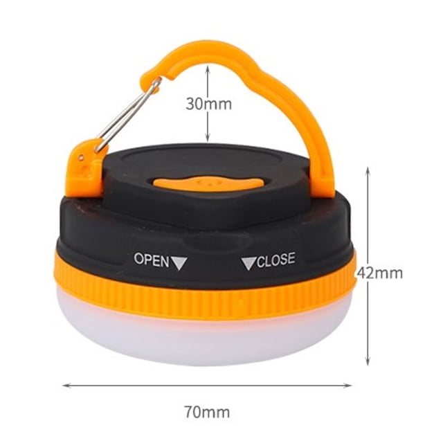 Camp Hanging Lamp, ABS Compact Tent Light Portable 5 Lighting Modes Waterproof For Outdoor Battery Type Orange Round