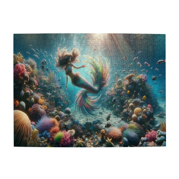 500 PCS Charming Mermaid - 500 Piece Whimsical Jigsaw Puzzles,Ideal For Relaxation And Family Fun,Wonderful Imagination,Funny Adults Wooden Puzzle,Challenging Brain Exercise