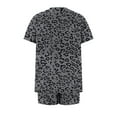 thumbnail image 4 of Abomasnow Lounge Sets for Women 2 Piece Leopard Print Outfits Short Sleeve Button Down Top and Drawstring Ruffle Hem Shorts Pajama Sets Tracksuit Sweatsuits, 4 of 4