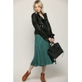 thumbnail image 5 of Made by Johnny Women's High Elastic Waist Pleated Mid A-Line Swing Skirt XXL GREEN_POLKA, 5 of 6