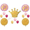 PRINCESS PINK & GOLD CROWN Birthday Party Balloons Decoration Supplies First