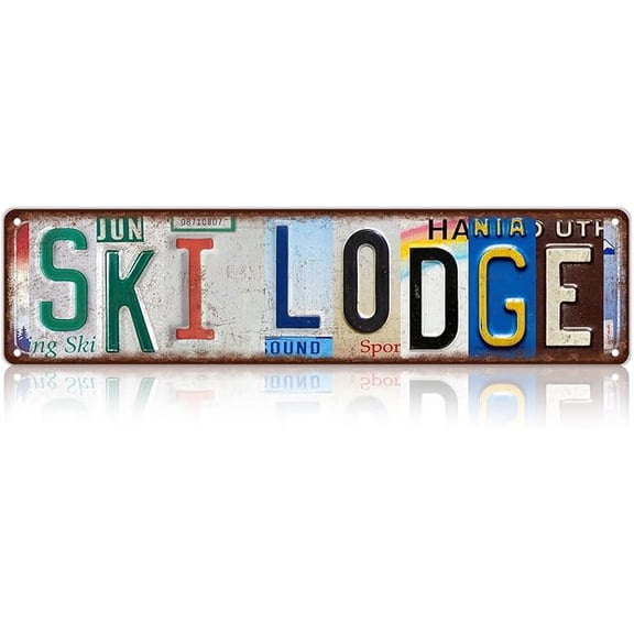 Vintage Ski Lodge Metal Tin Signs Street Signs Wall Decor 16 x 4 Inches